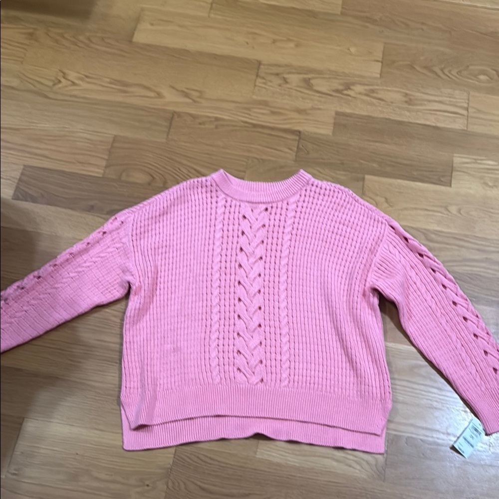 Chic Pink Cable Knit Sweater